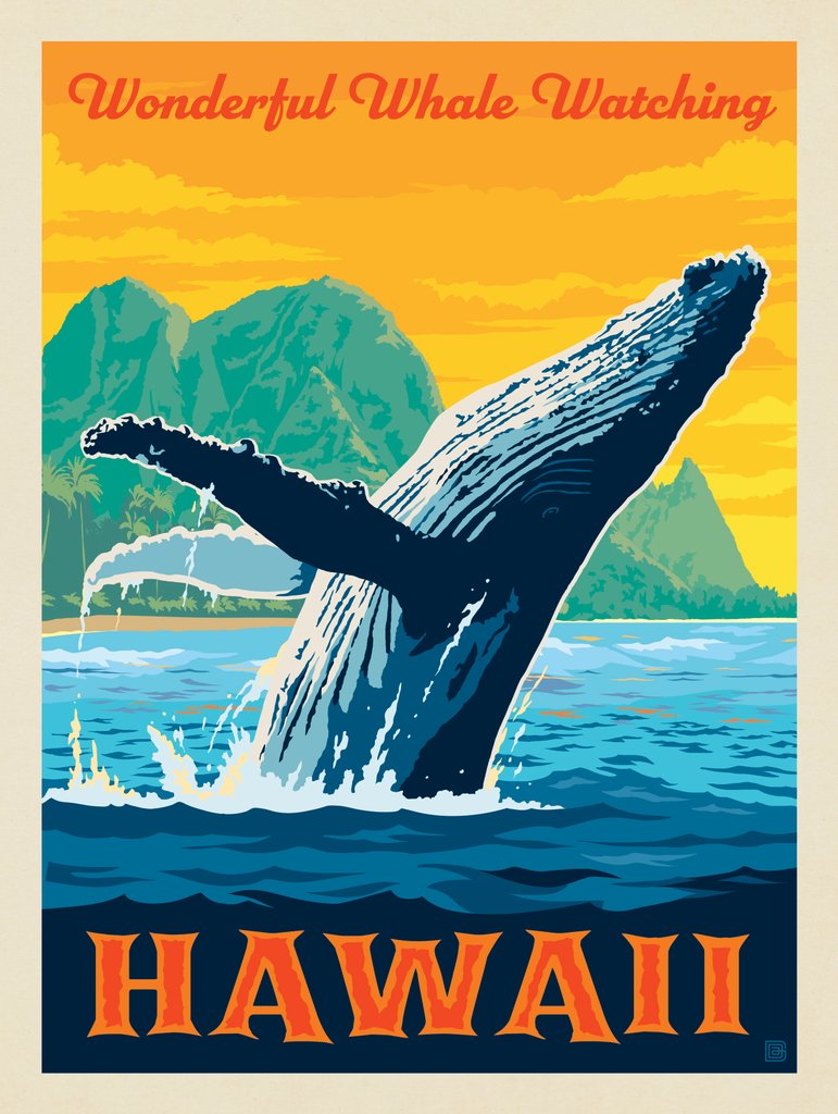 Hawaii: Wonderful Whale Watching - Art Print - Artwork