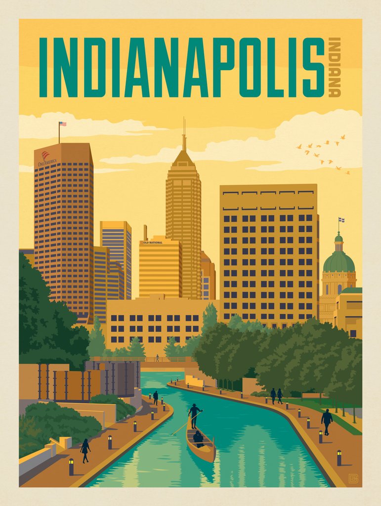 Indianapolis, IN: Skyline - Postcards - Artwork