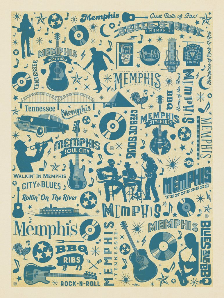 Memphis, TN: Pattern Print - Art Print - Artwork