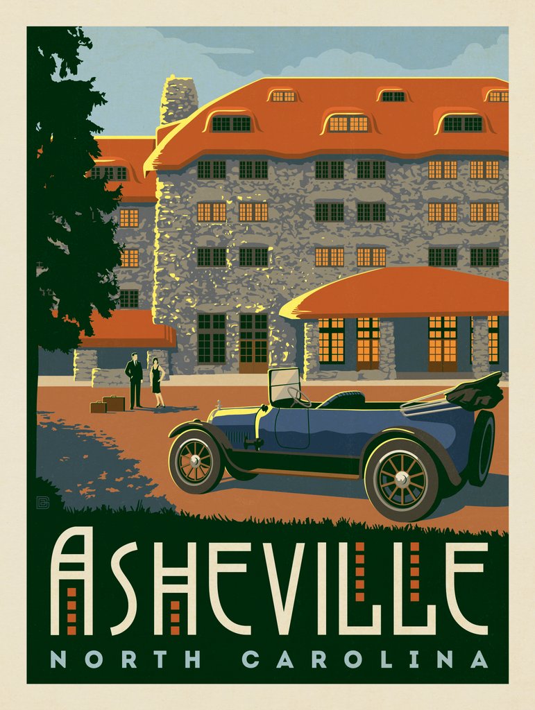 Asheville, North Carolina - Metal Sign - Artwork