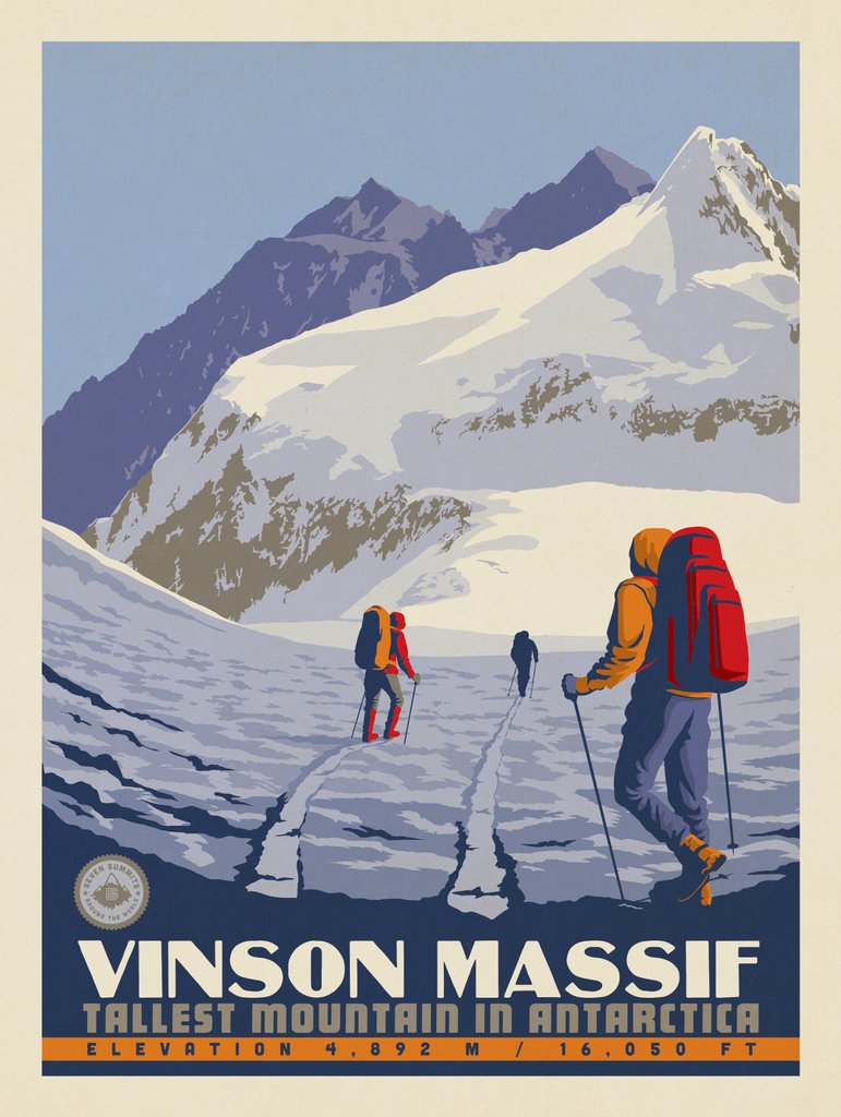 7 Summits: Vinson Massif-Tallest Mountain in Antarctica - Postcards - Artwork
