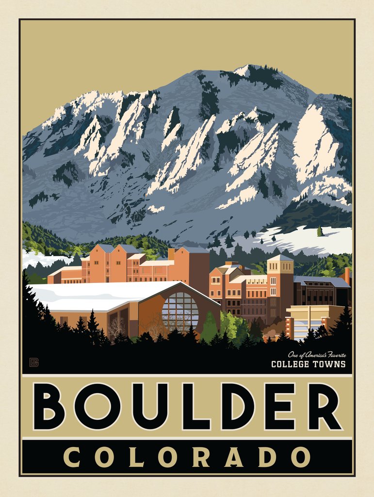 American College Towns: Boulder, CO - Art Print - Artwork