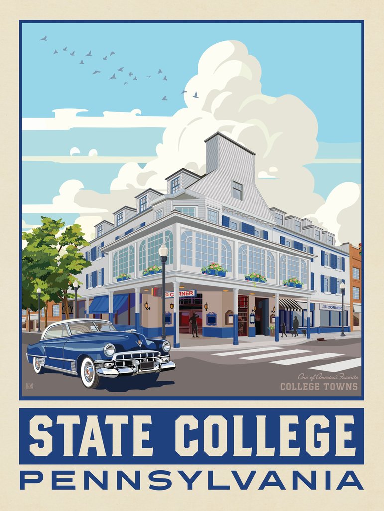 American College Towns: State College, PA - Postcards - Artwork