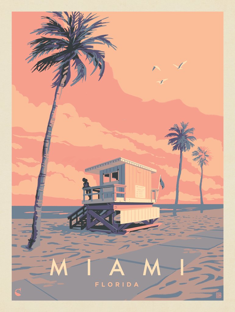 USA-Miami, FL: Lifeguard Tower - Art Print - Artwork