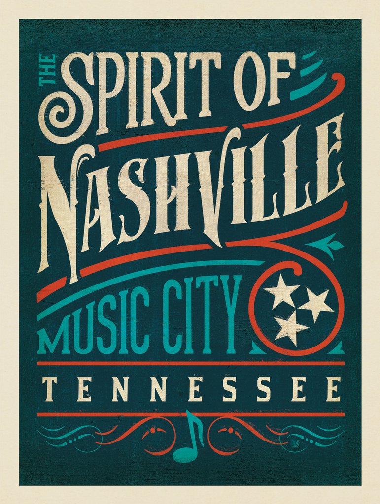 Spirit Of Nashville: Typographic Print - Art Print - Artwork