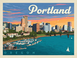 Portland, Oregon: Waterfont Skyline - Canvas - Artwork