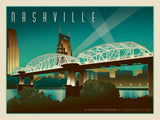 Nashville Skyline: Pedestrian Bridge, Horizontal - Canvas - Artwork