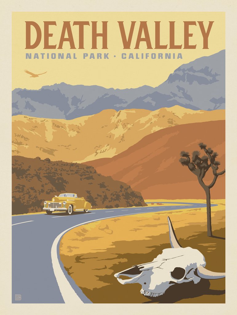 Death Valley National Park: Cow Skull - Metal Sign - Artwork