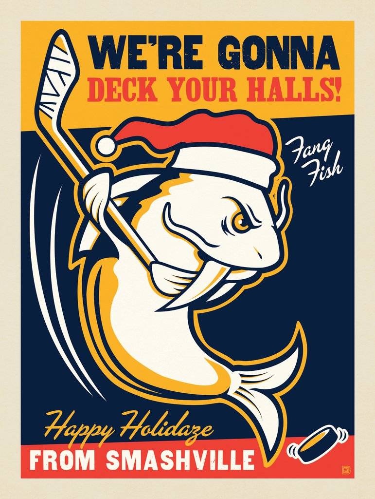 Spirit Of Nashville Hockey Fan Club: X-mas Fang Fish - Metal Sign - Artwork