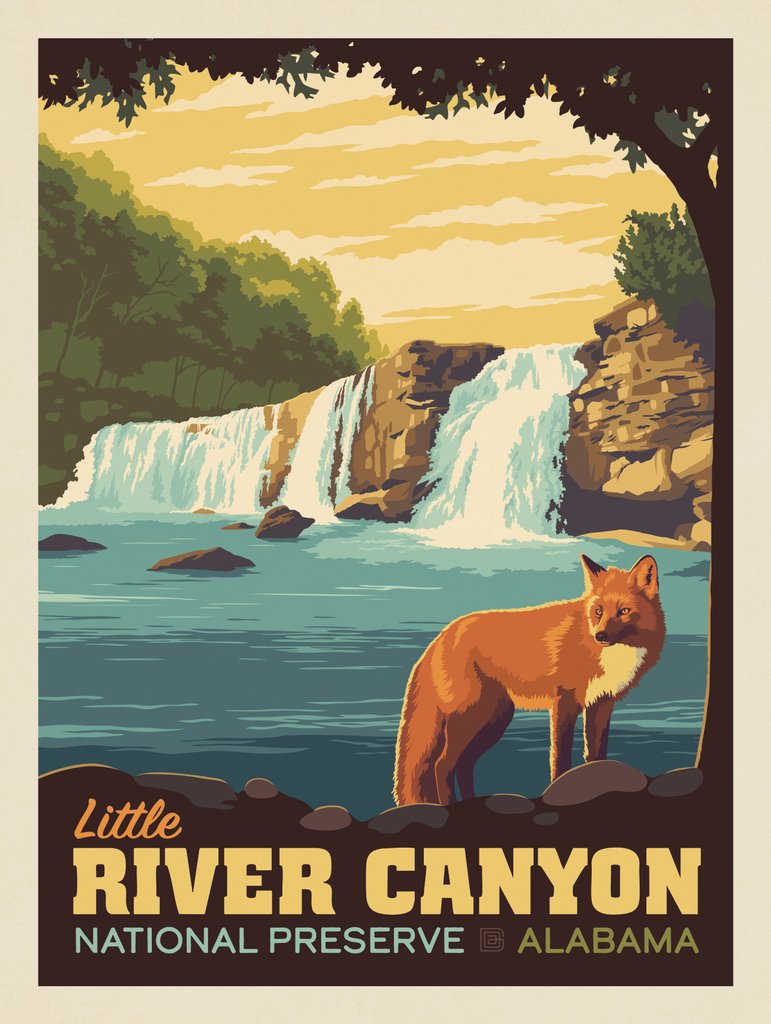 Little River Canyon National Preserve, AL - Metal Sign - Artwork