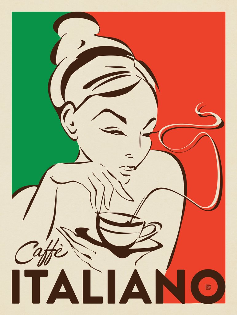 Caffe Italiano: Fashion Drawing - Canvas - Artwork