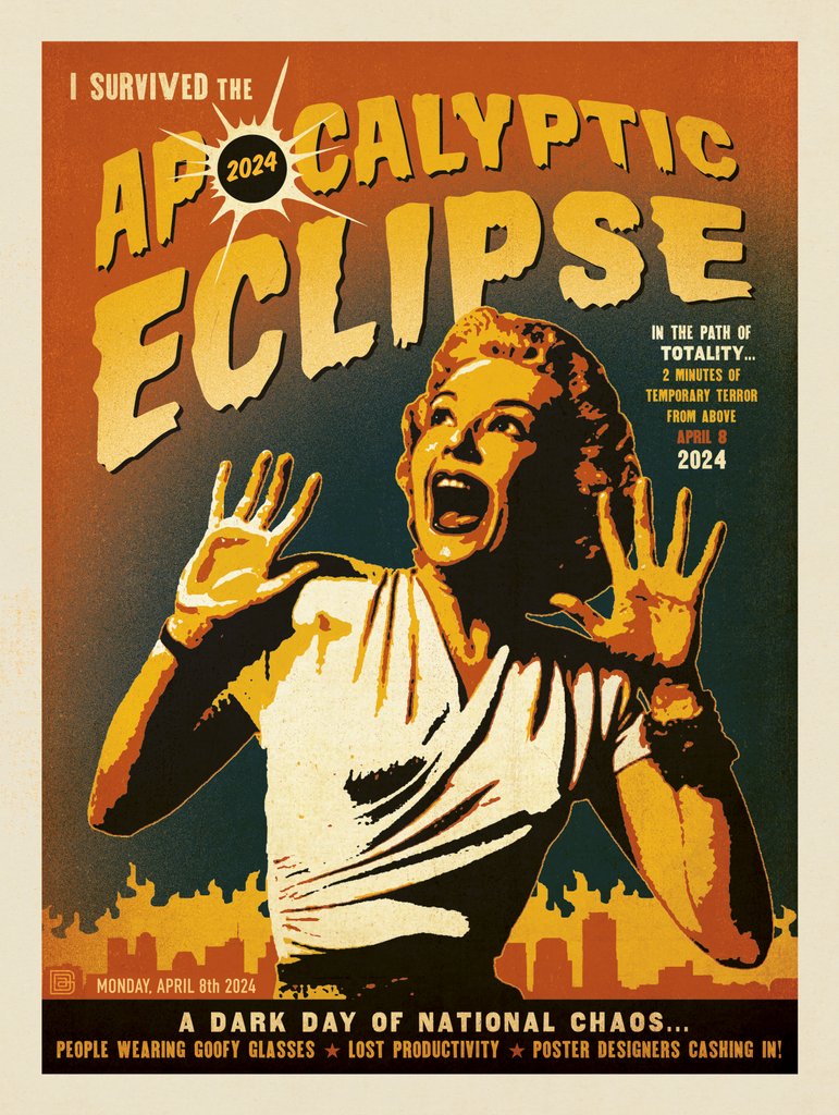 2024 Total Solar Eclipse: Screaming Woman - Postcards - Artwork