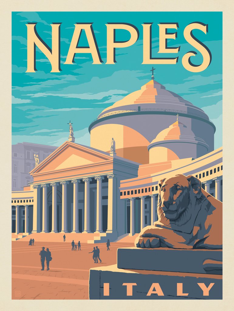 Italy: Naples, Piazza del Plebiscito - Metal Sign - Artwork