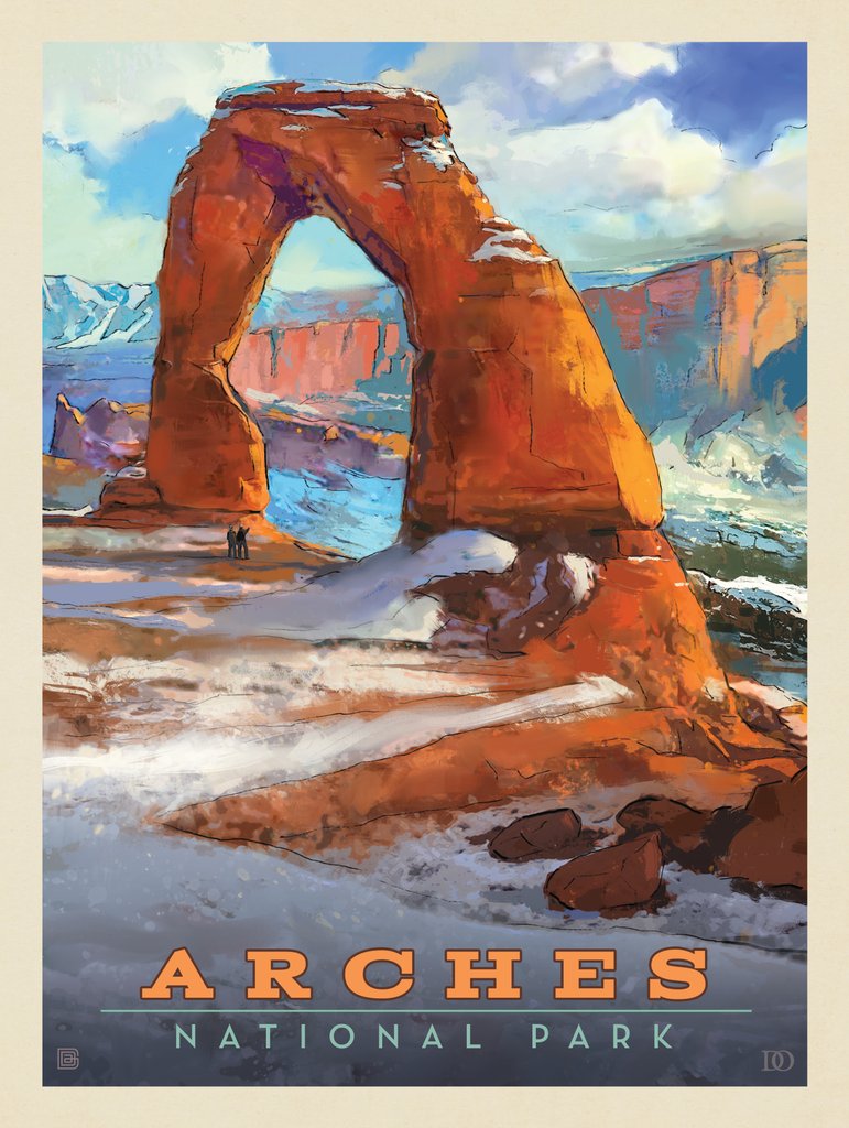 Arches National Park: Snowy Delicate Arch - Postcards - Artwork