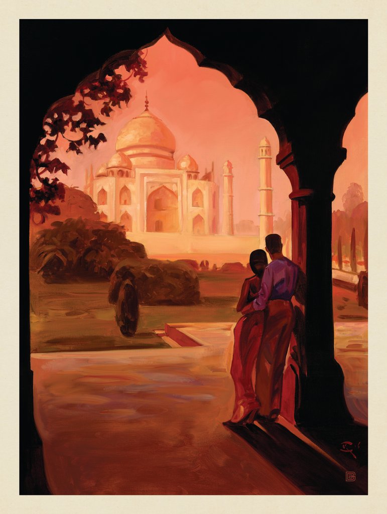 Oil Painting: Taj Mahal Moment - Canvas - Artwork