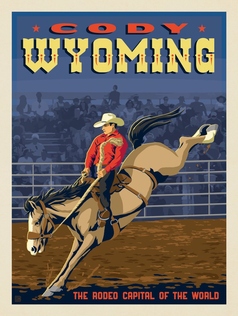 Cody, Wyoming: Rodeo Capital Of The World - Postcards - Artwork