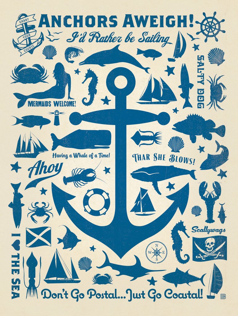 Anchor Pattern Print - Notecards - Artwork