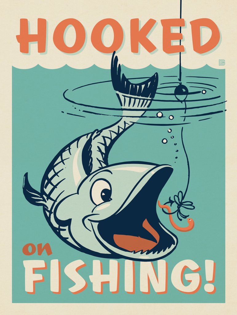Hooked On Fishing - Art Print - Artwork