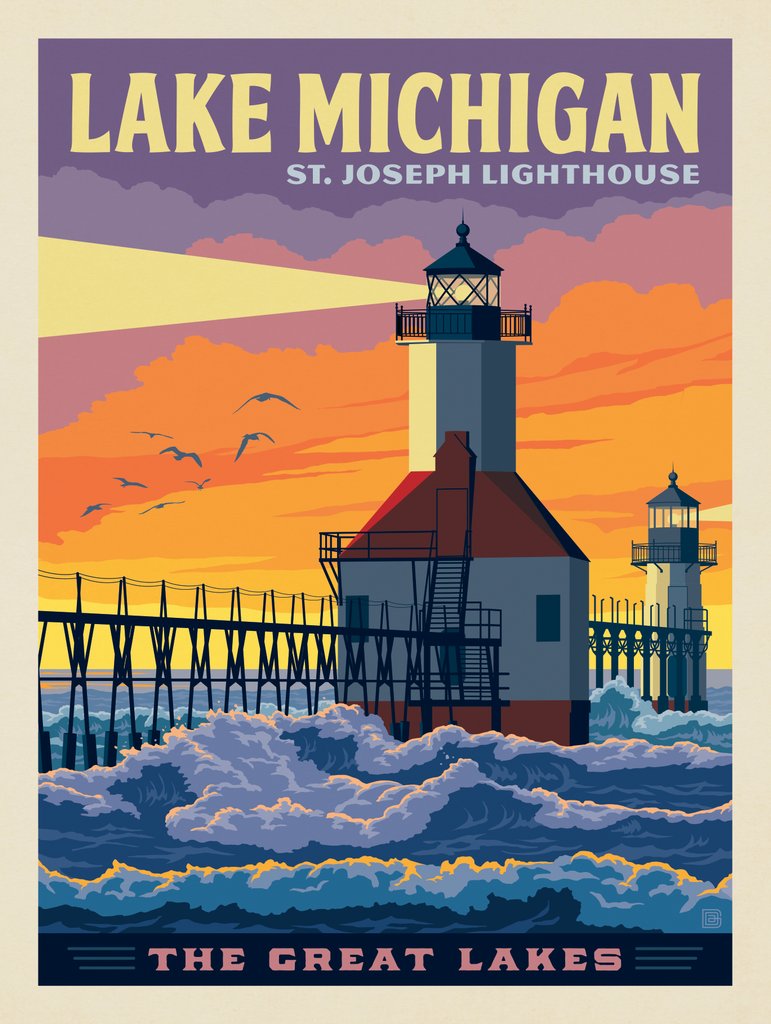 Great Lakes: Lake Michigan - Notecards - Artwork