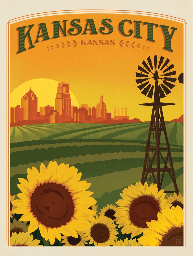 Kansas City, KS - Metal Sign - Artwork