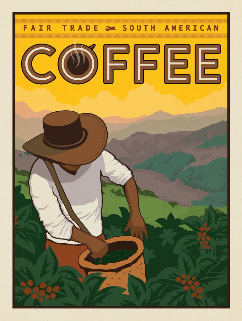 Fair Trade South American Coffee - Metal Sign - Artwork