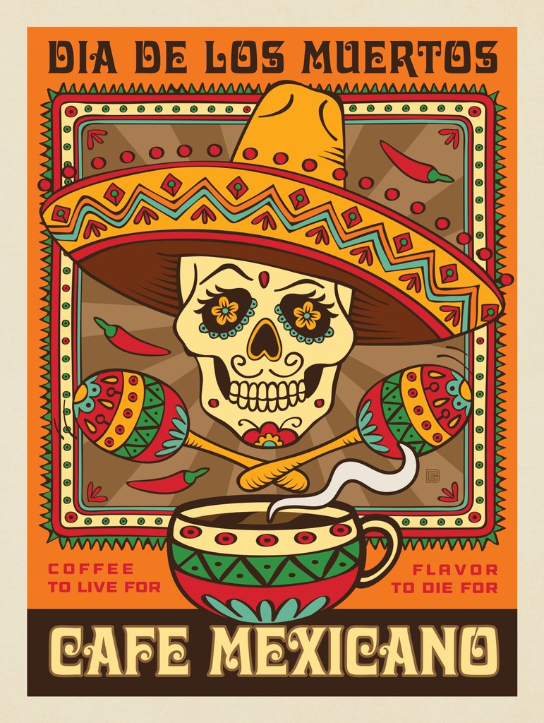 Dia De Los Muertos Coffee - Canvas - Artwork