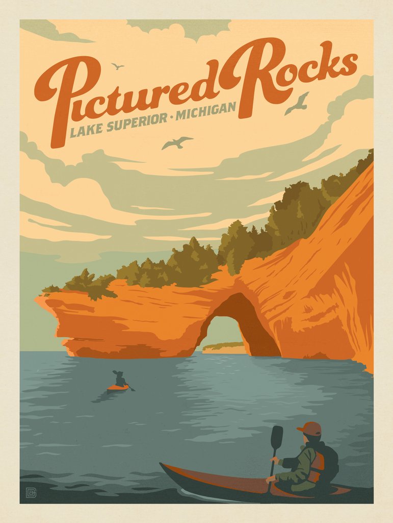 Pictured Rocks, MI: Lake Superior - Postcards - Artwork