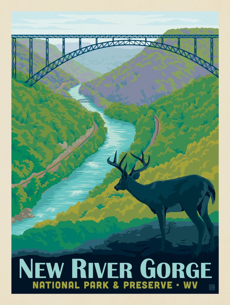 New River Gorge National Park & Preserve - Metal Sign - Artwork