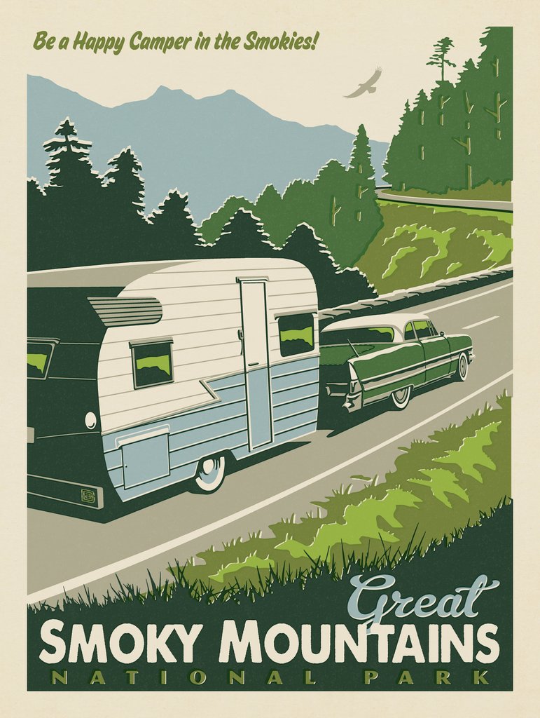 Great Smoky Mountains National Park: Car Camping - Postcards - Artwork