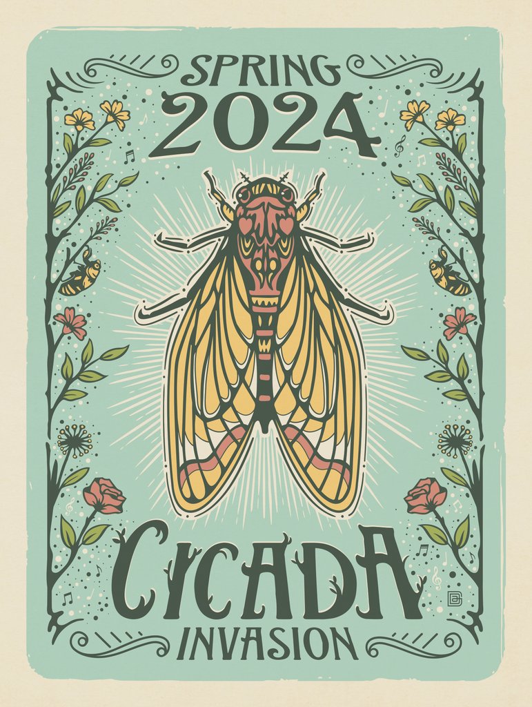 Spring 2024 Cicadas: Floral Print - Canvas - Artwork