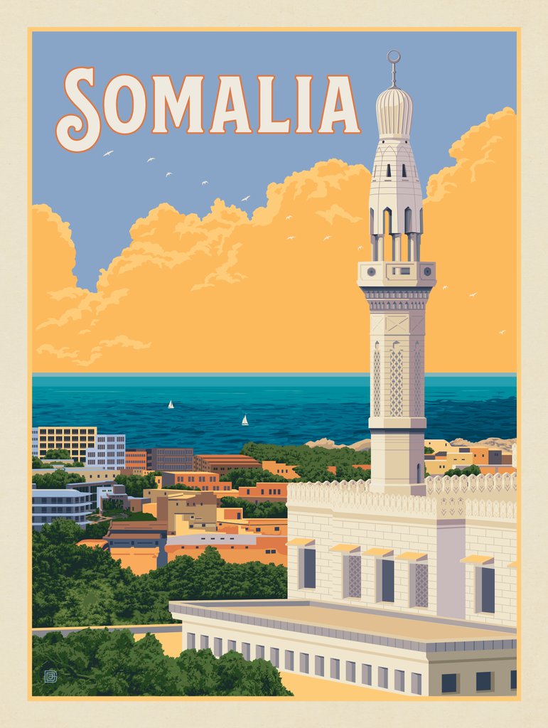 Somalia, Africa - Metal Sign - Artwork
