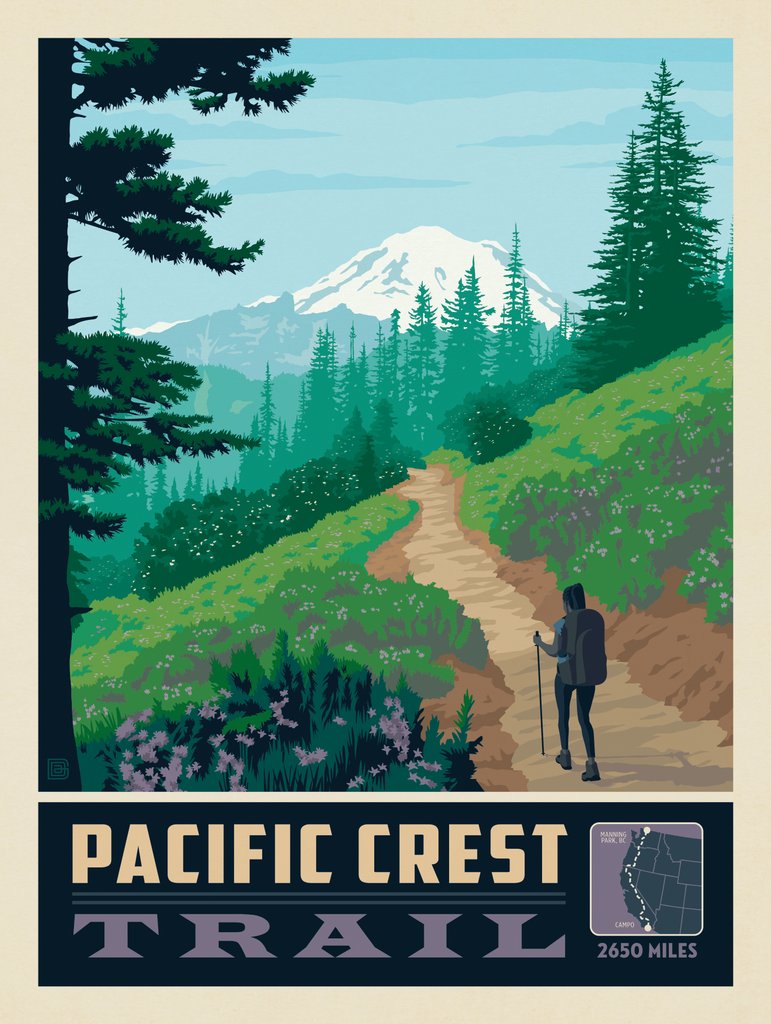 American Hiking Trails: Pacific Crest Trail - Art Print - Artwork