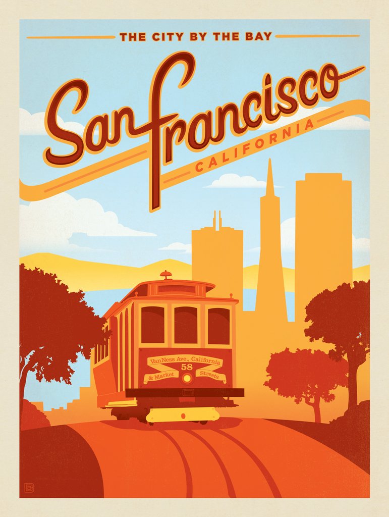 San Francisco: Cable Car - Notecards - Artwork