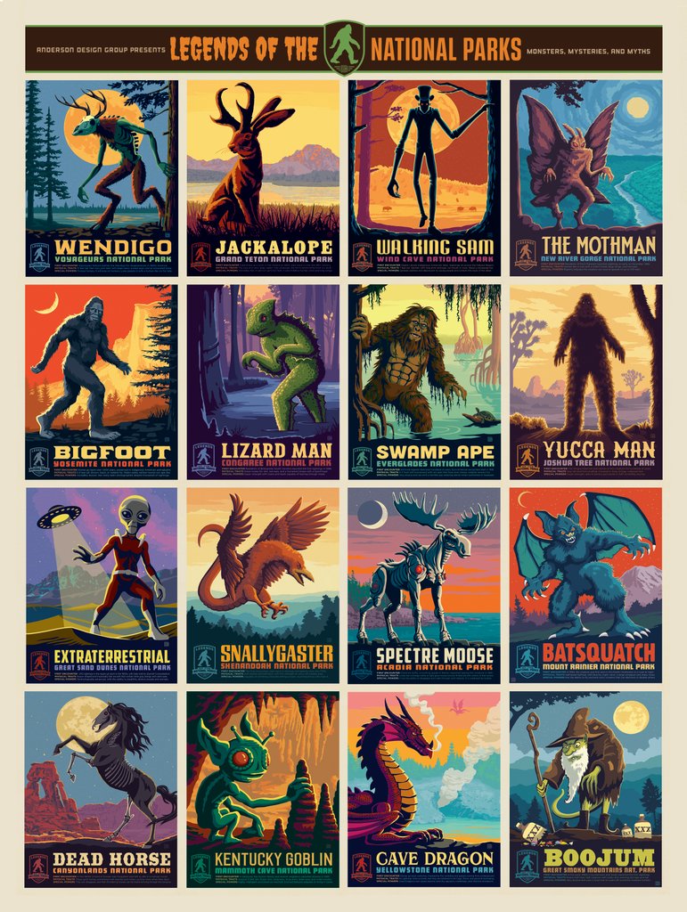 Legends Of The National Parks: 16-Image Print - Postcards - Artwork