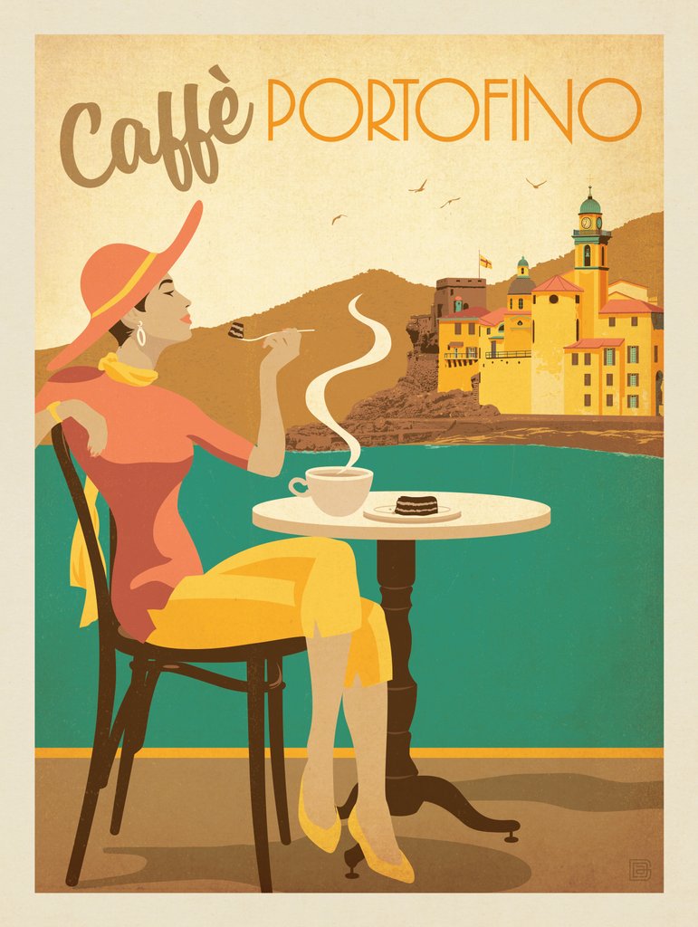 Caffe Portofino - Canvas - Artwork
