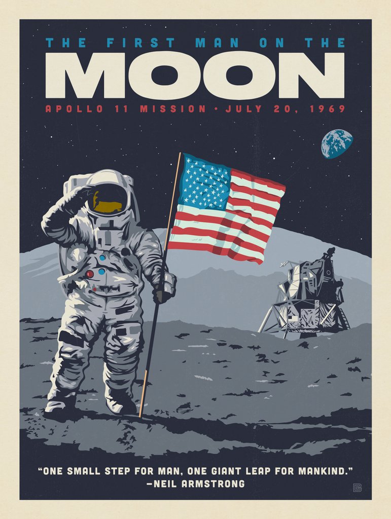 NASA 1969: First Man On The Moon - Notecards - Artwork
