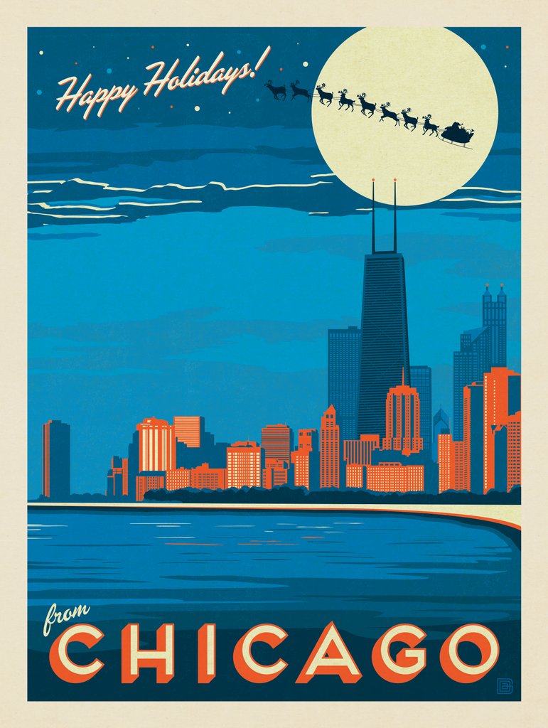 Happy Holidays from Chicago! - Postcards - Artwork