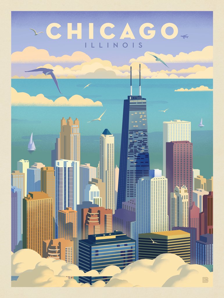 Chicago: Bird's Eye View Of Lake Michigan - Postcards - Artwork