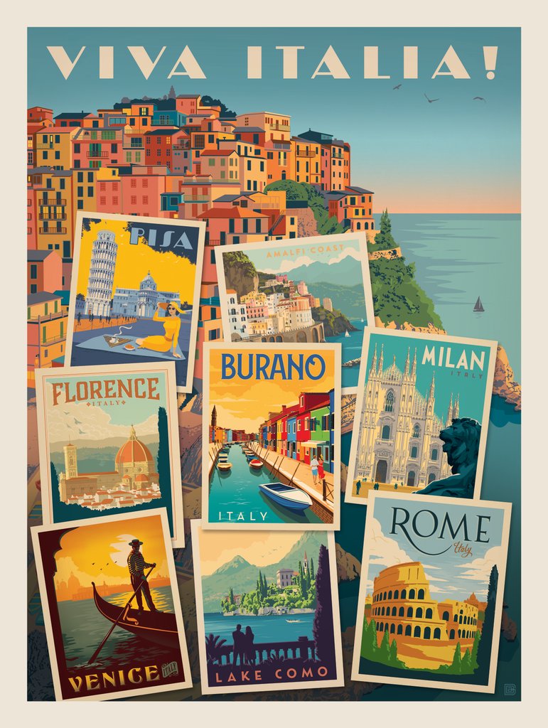 Italy: Viva Italia! Collage - Postcards - Artwork