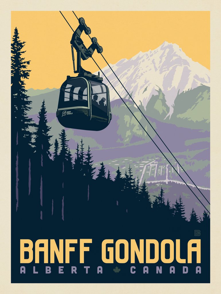 Canada: Banff Gondola - Metal Sign - Artwork