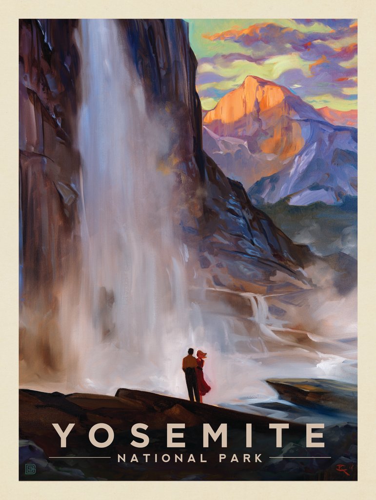 Yosemite National Park: Yosemite Falls-KC - Postcards - Artwork