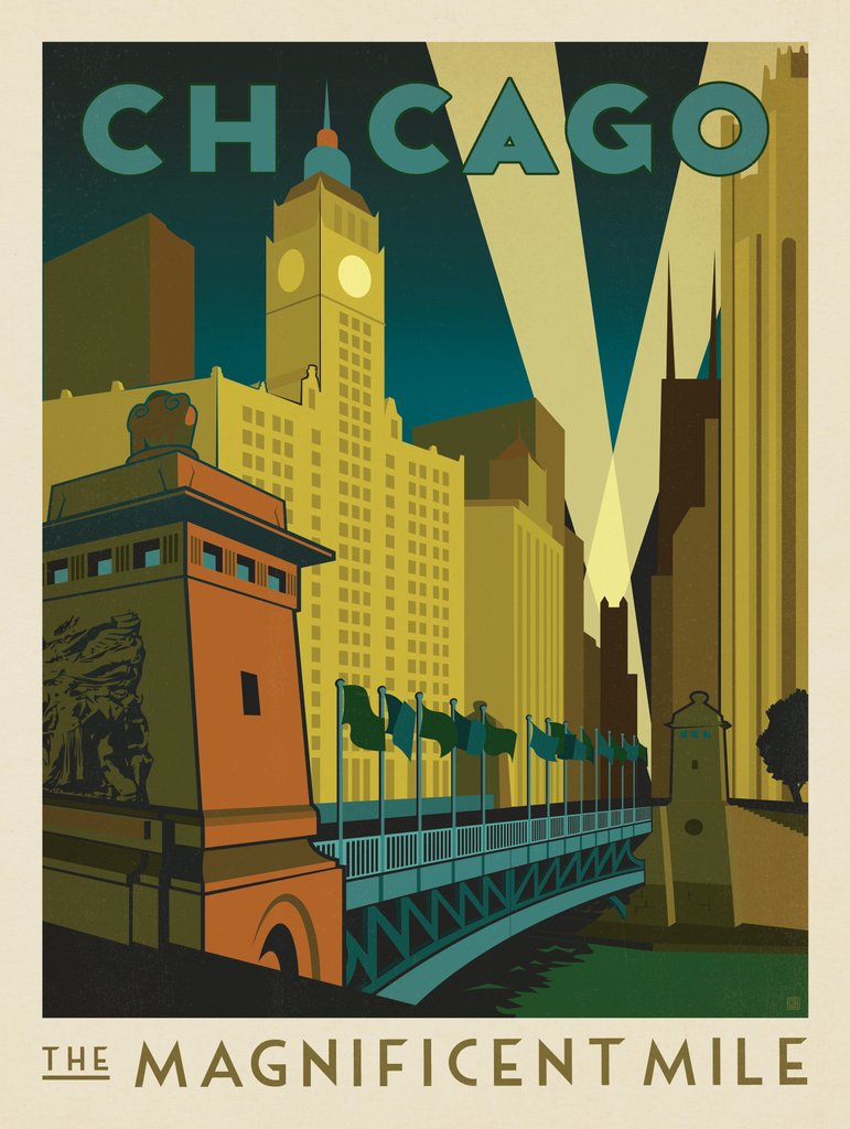 Chicago: Magnificent Mile - Metal Sign - Artwork