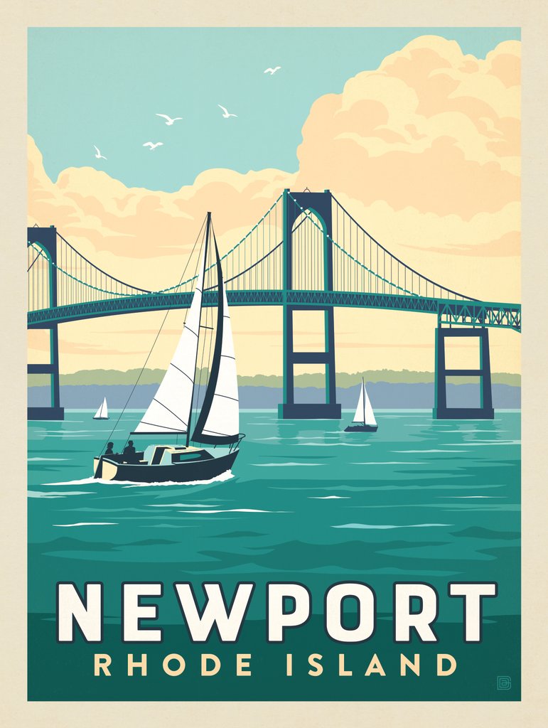 Newport, Rhode Island: Bridge - Postcards - Artwork
