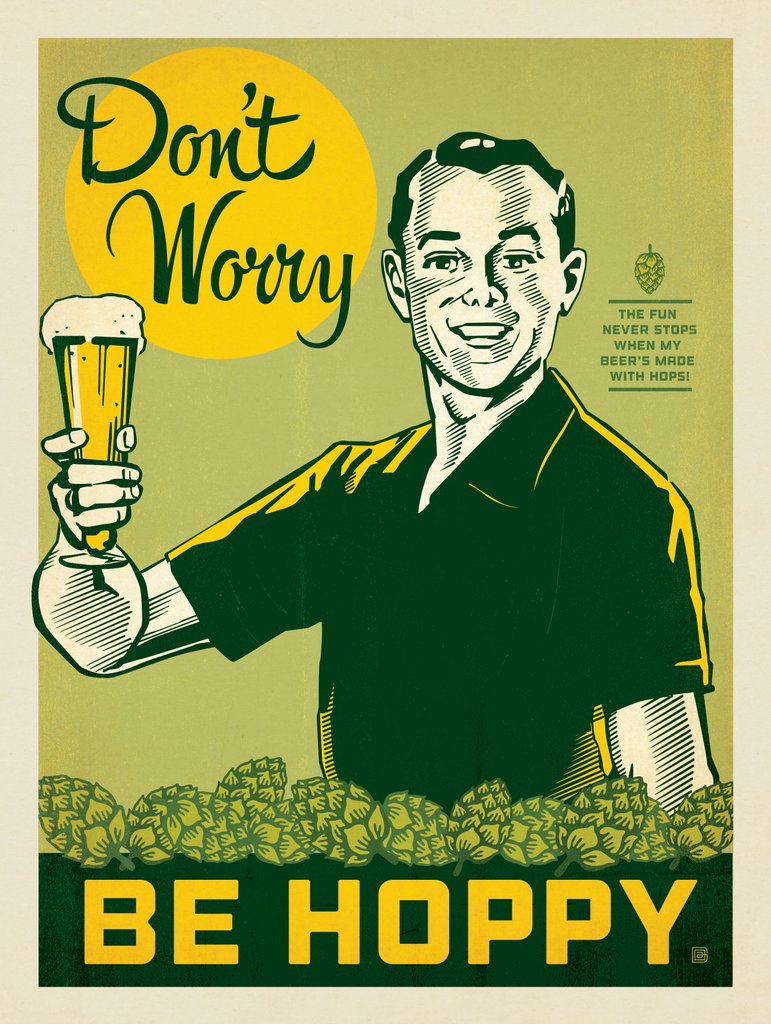 Don't Worry. Be Hoppy. - Notecards - Artwork