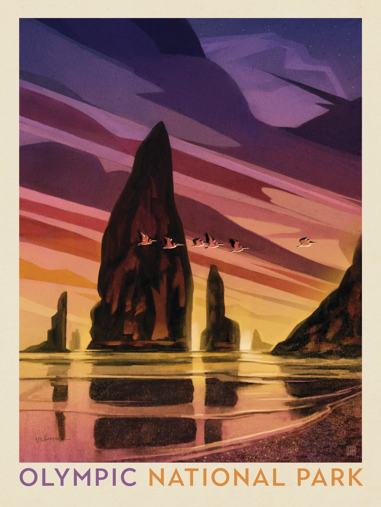 Olympic National Park: Pelican Sunset - Canvas - Artwork
