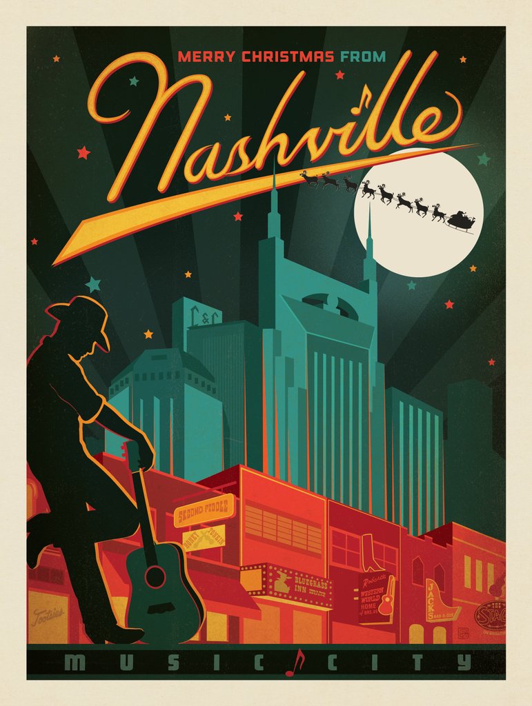 Merry Christmas from Nashville - Metal Sign - Artwork