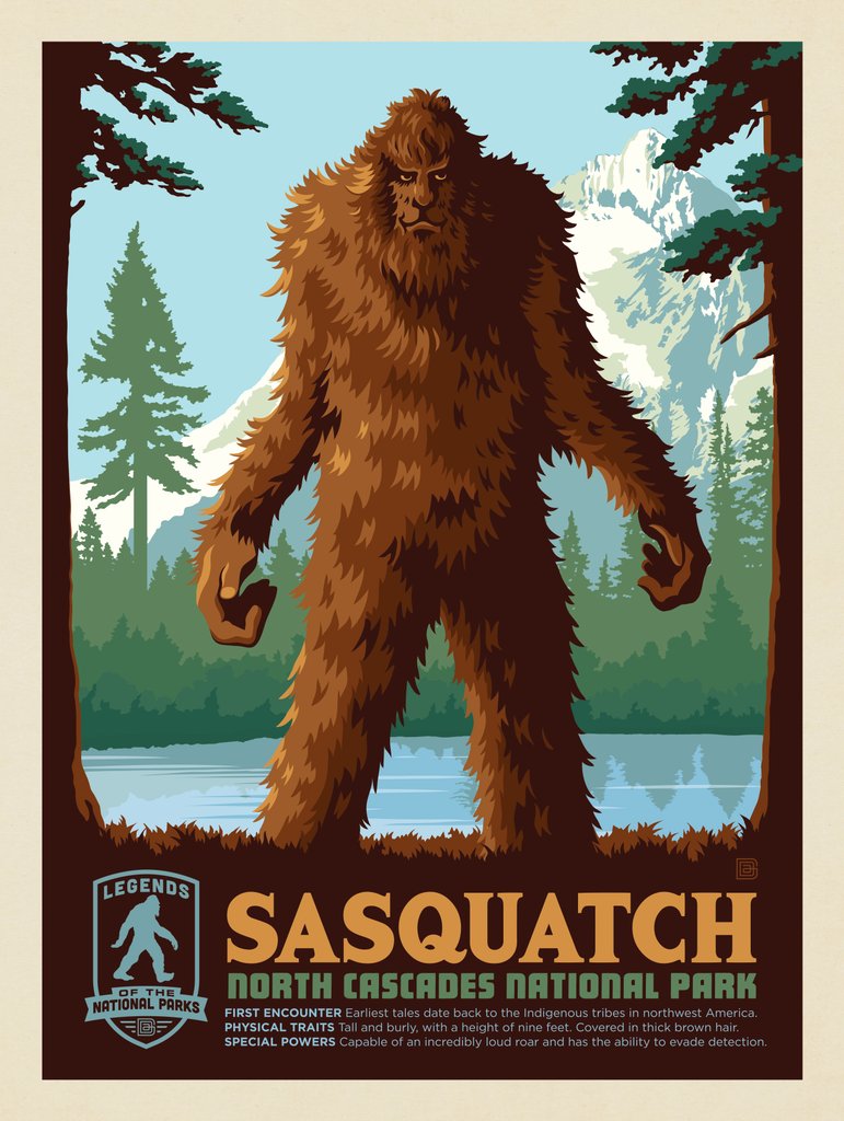 Legends Of The National Parks: North Cascade's Sasquatch - Metal Sign - Artwork