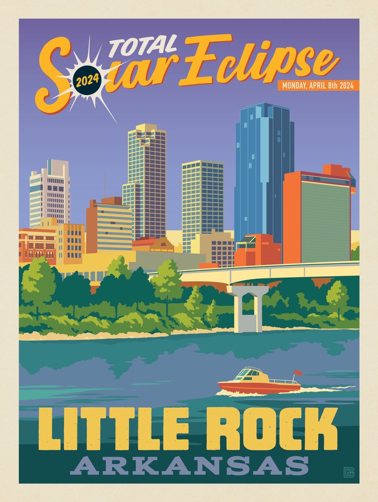 2024 Total Eclipse: Little Rock, AR - Metal Sign - Artwork