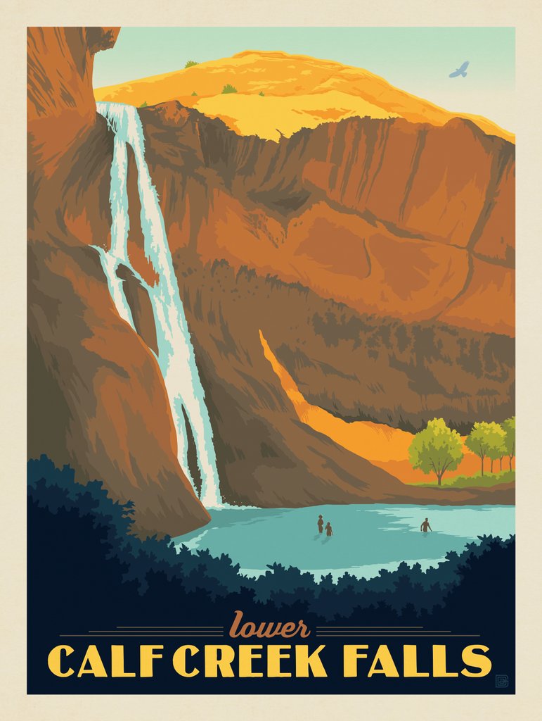 Lower Calf Creek Falls, Utah - Postcards - Artwork