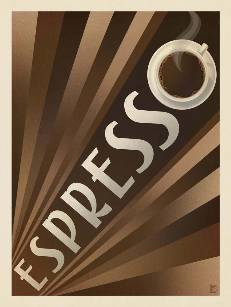 Art Deco Espresso - Metal Sign - Artwork